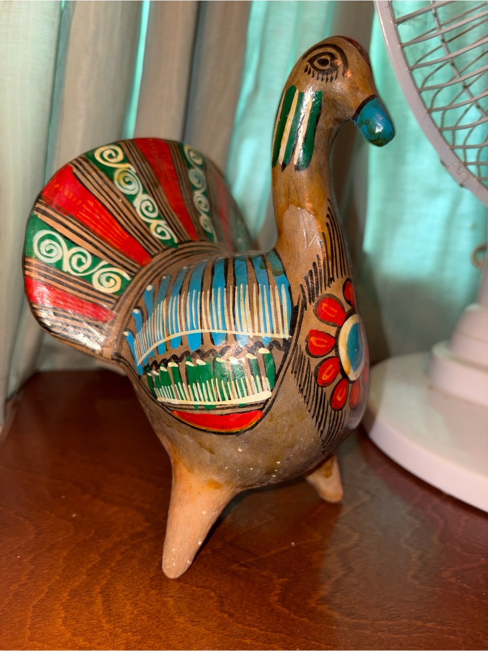 Hand-Painted Multicolor Ceramic Bird Sculpture - Home Art